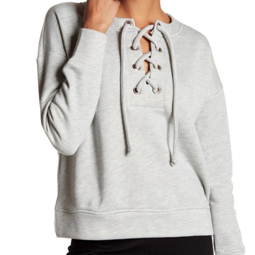 Harlowe & Graham Gray Lace-Up Sweatshirt